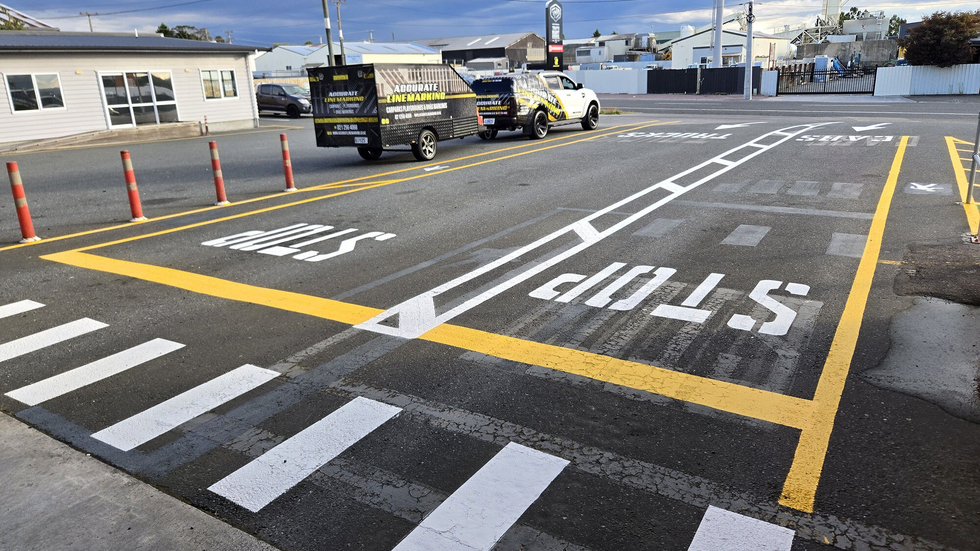 Line Markings being painted.