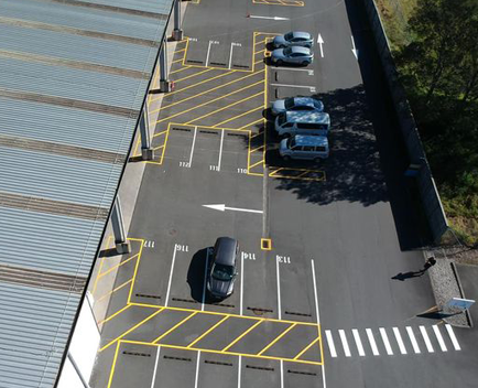 Freshly painted Car Park line markings